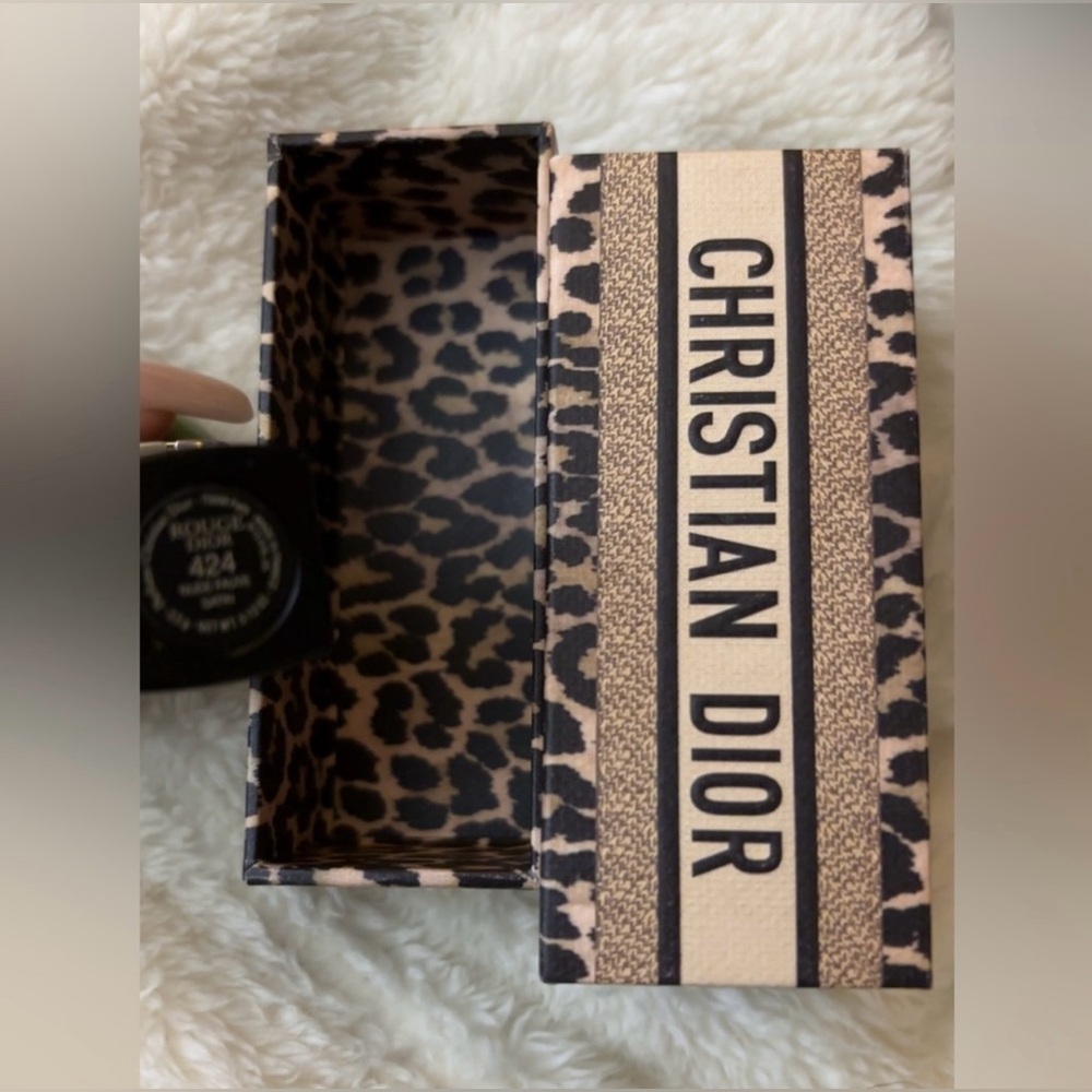 Dior 424 NUDE FAUVE SATIN Rouge and Dior Mitzah Limited Edition Leopard Box